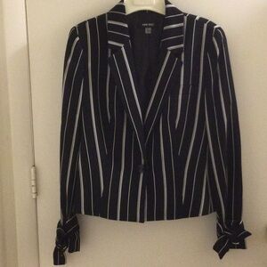 Striped black and white Jacket with bows on cuffs by Nine West size 8.    #69